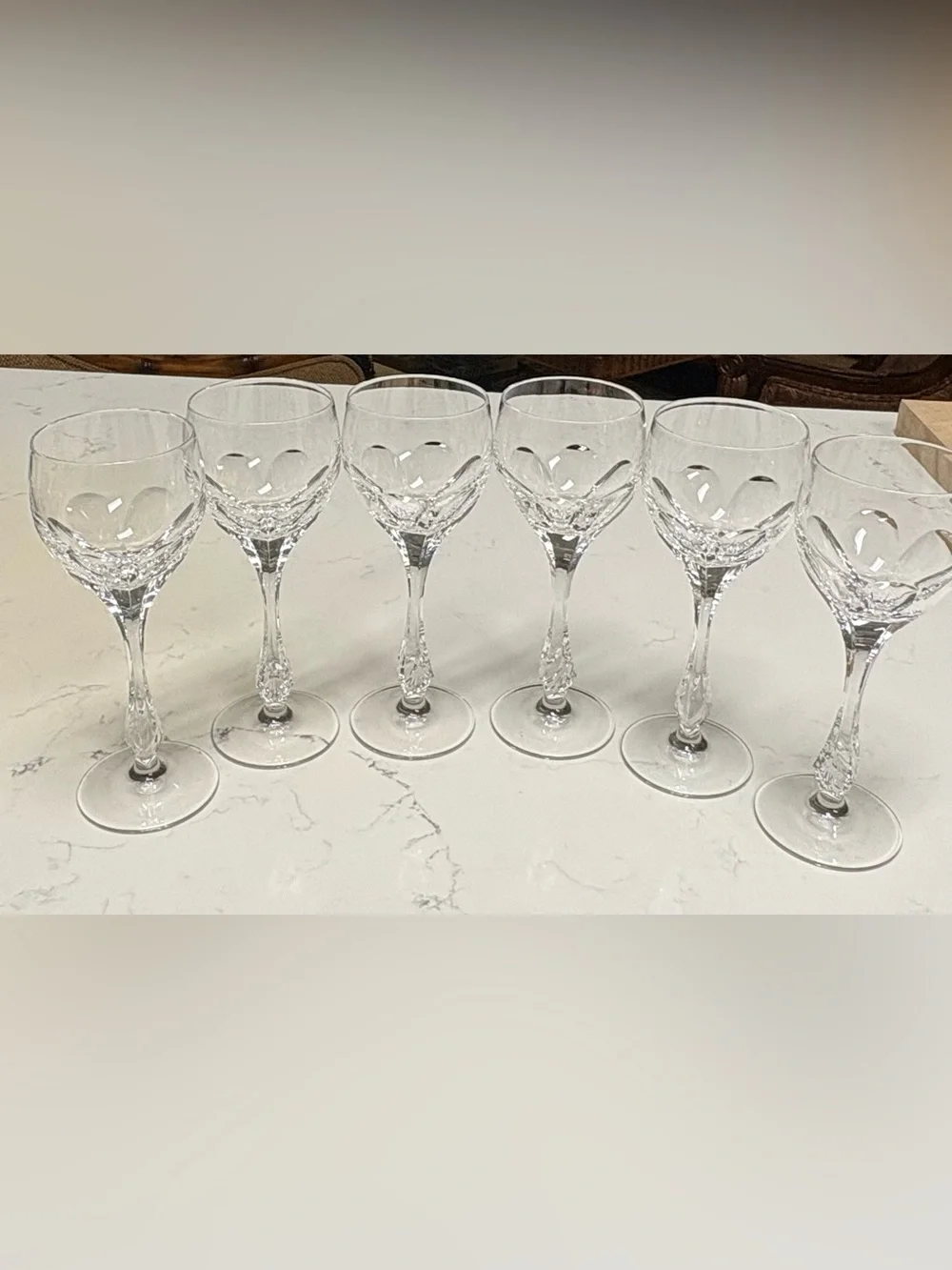 Crystal Cut Wine Glasses - Clear Stemware Set